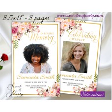 Blush Flowers Funeral Program, Pastel Flowers Memorial Service Program,(31f) Blush Flowers Funeral Program, Pastel Flowers Memorial Service Program,(31f)